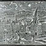 A woodcut depicting the damage in Boston during the 1755 Cape Ann earthquake.